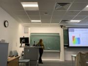 Researcher giving talk